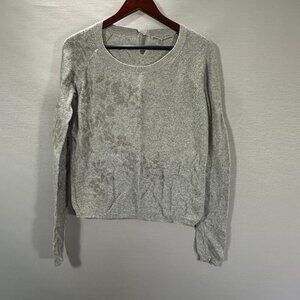 Anthropologie Knitted and Knotted Sweater Womens Small Gray Keyhole Neck Pullove
